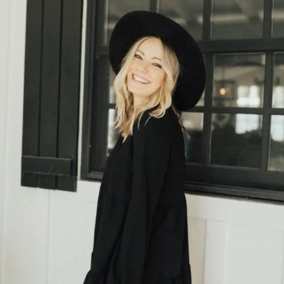 Carly Jean Los Angeles CJLA Blaine Babydoll Dress Black Tiered Dress Size Large - Picture 4 of 11